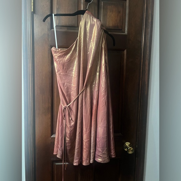 MICHAEL COSTELLO x REVOLVE Vira Mini Dress in Ombre Print Pink One Shoulder - Picture 5 of 9